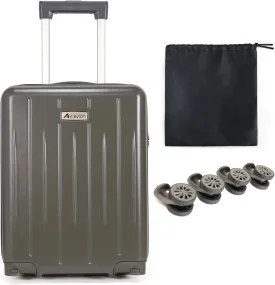 18-inch Carry-on Boarding Luggage: Equipped with Movable Wheels, TSA Approved,Under the Seat, Hard Shell Construction, Lightweight Bag with Essential Accessories (Greenish Grey)