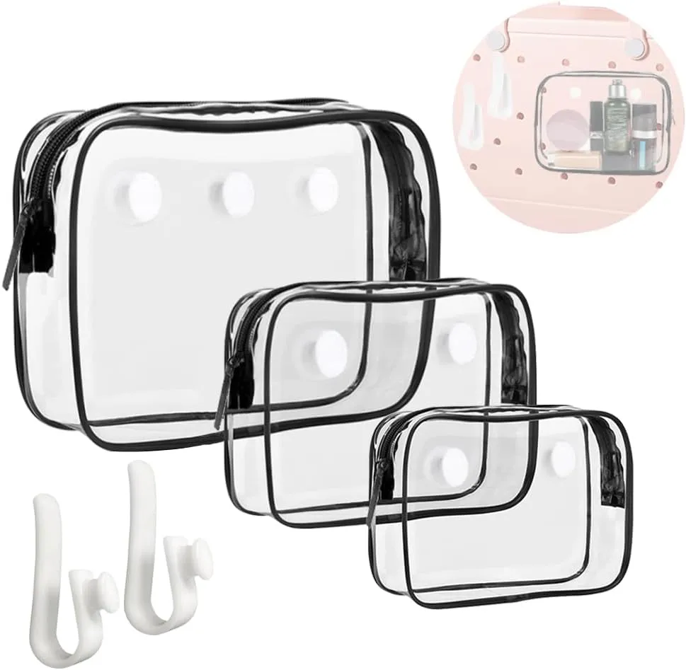 3 Packs Clear Bogg Beach Tote Bag with 2 Pack Insert Hooks Accessories for Bogg Bags Travel Makeup Clean Toiletry Brush Organizer Cosmetic Divider Storage Inner Pouch