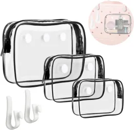 3 Packs Clear Bogg Beach Tote Bag with 2 Pack Insert Hooks Accessories for Bogg Bags Travel Makeup Clean Toiletry Brush Organizer Cosmetic Divider Storage Inner Pouch