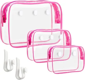 3 Packs Clear Bogg Beach Tote Bag with 2 Pack Insert Hooks Accessories for Bogg Bags Travel Makeup Clean Toiletry Brush Organizer Cosmetic Divider Storage Inner Pouch
