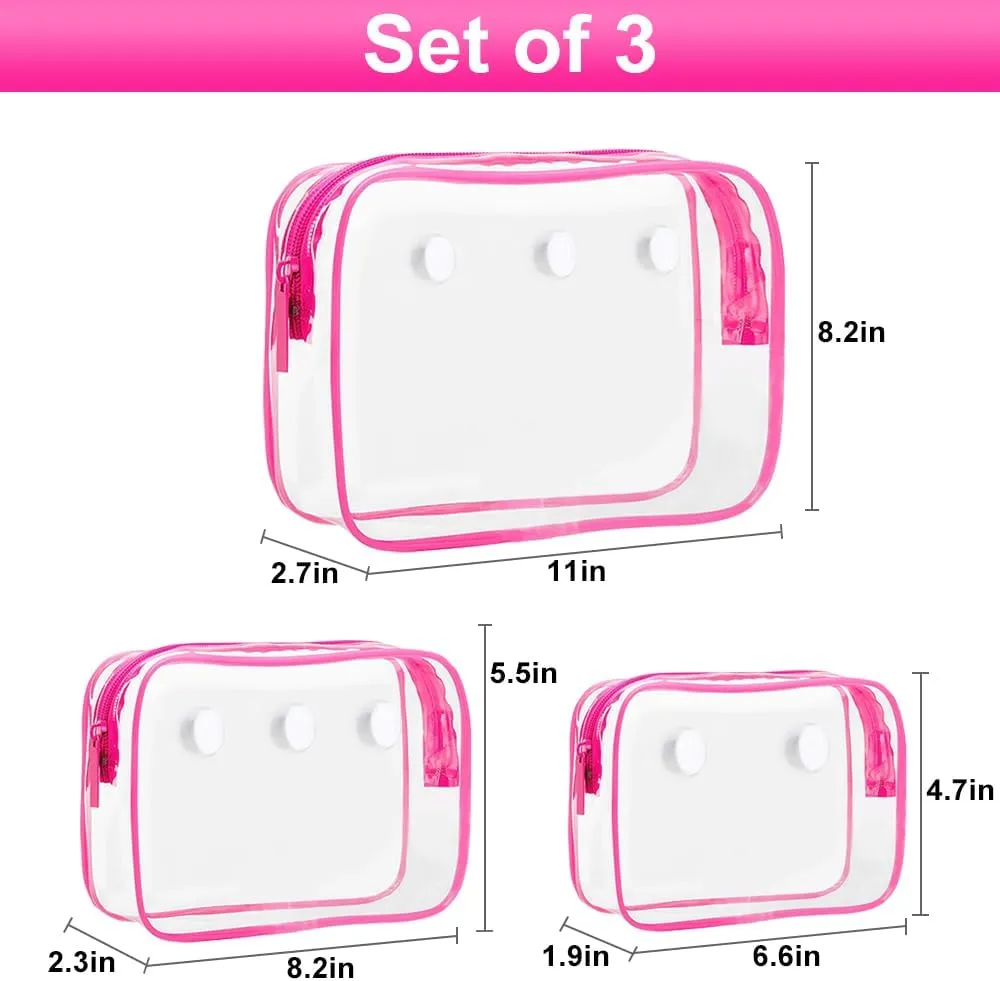 3 Packs Clear Bogg Beach Tote Bag with 2 Pack Insert Hooks Accessories for Bogg Bags Travel Makeup Clean Toiletry Brush Organizer Cosmetic Divider Storage Inner Pouch