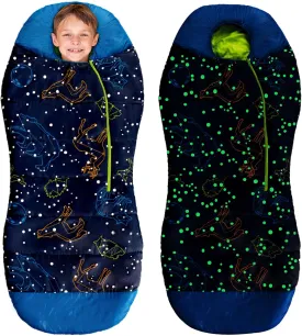 AceCamp Glow in The Dark Mummy Sleeping Bag for Kids and Youth, Temperature Rating 30F/-1C, Water-Resistant for Camping, Hiking, and Slumber Party