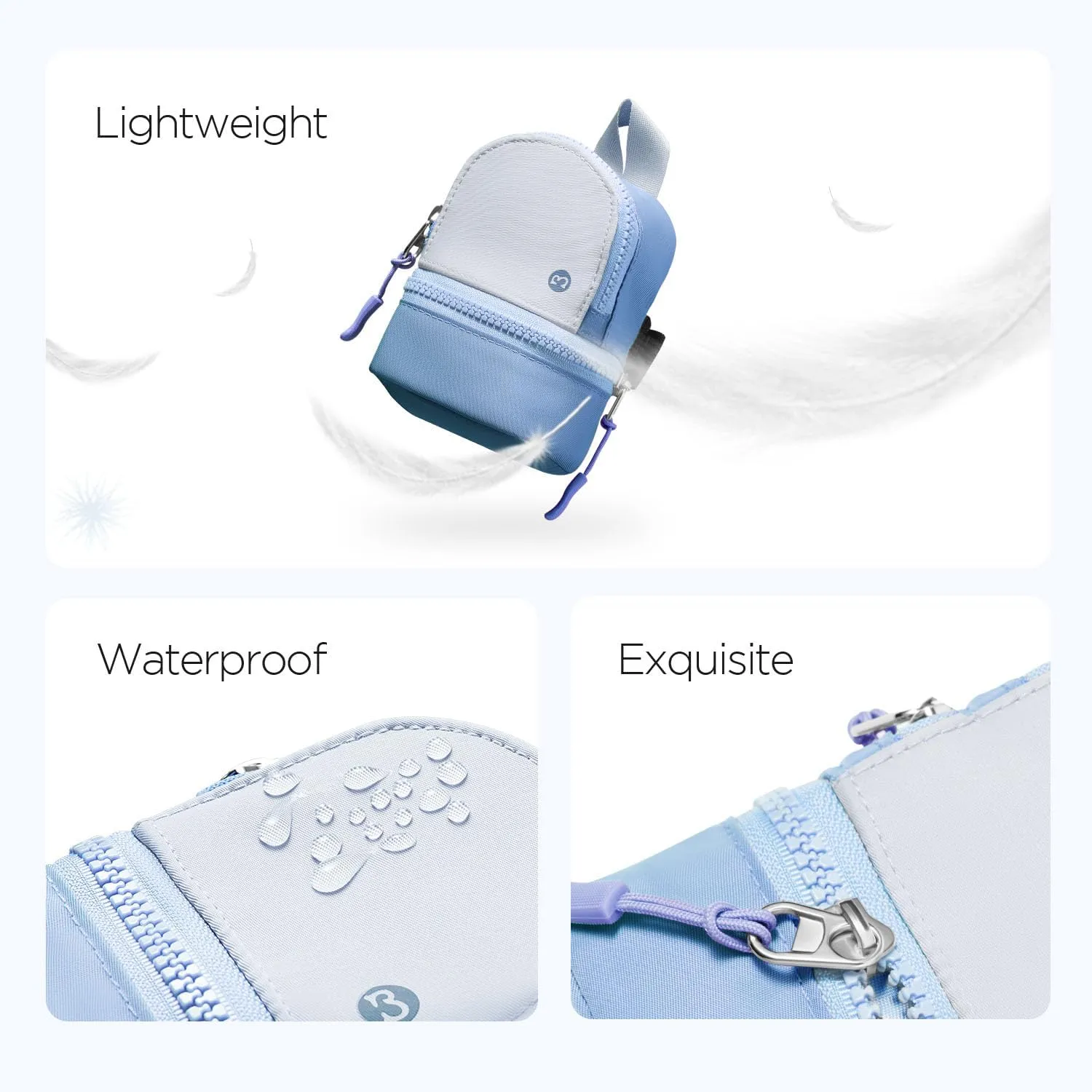 Babysun Mini Backpack Keychain Wristlet Pouch Small Change Coin Purse Cute Zipper Wallet With 3 RFID Card Slots For Women/Men Airpods Cosmetics