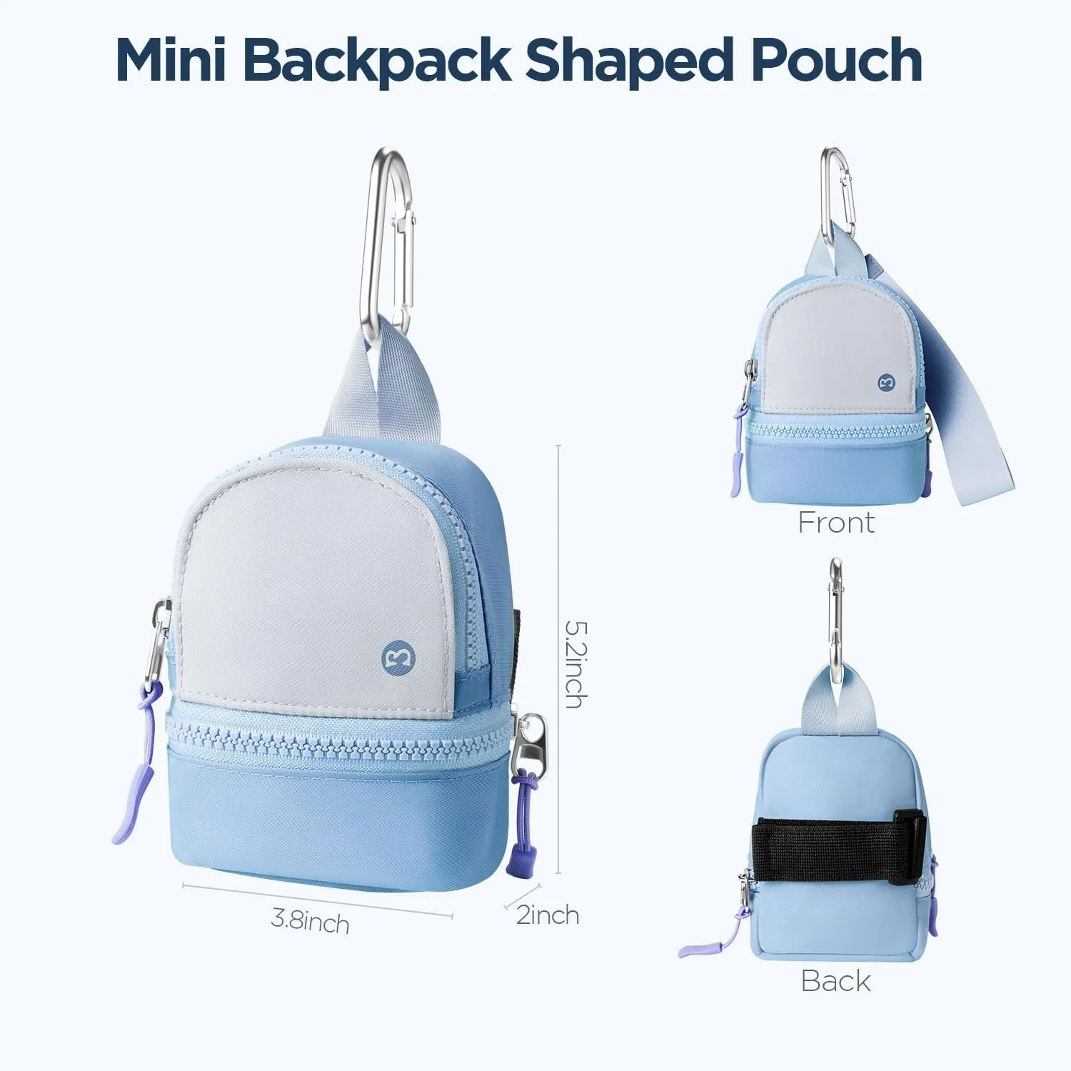 Babysun Mini Backpack Keychain Wristlet Pouch Small Change Coin Purse Cute Zipper Wallet With 3 RFID Card Slots For Women/Men Airpods Cosmetics