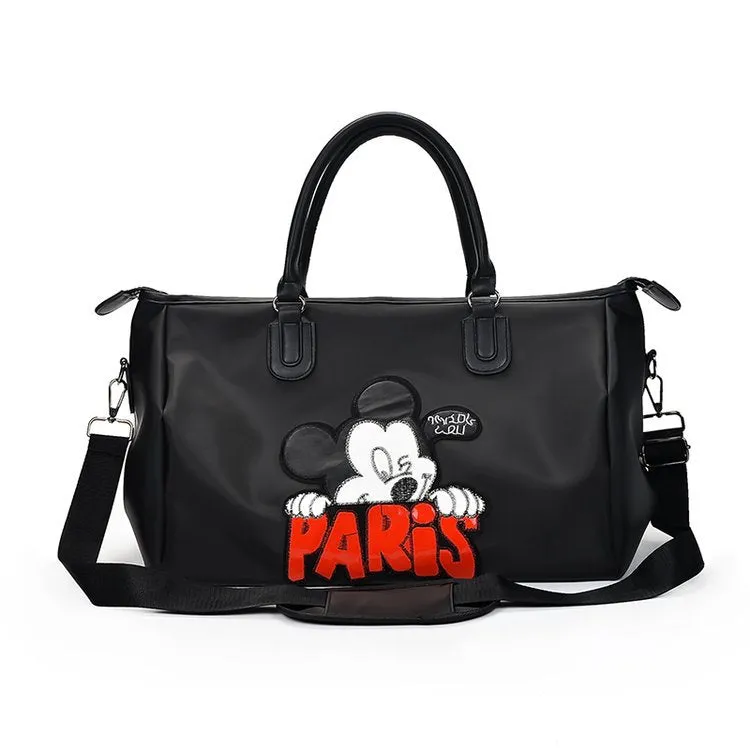 Backpack New Embroidered Mickey Travel Bag Women's Portable Shoulder Crossbody Luggage Bag Large Capacity Lightweight Fitness Bag