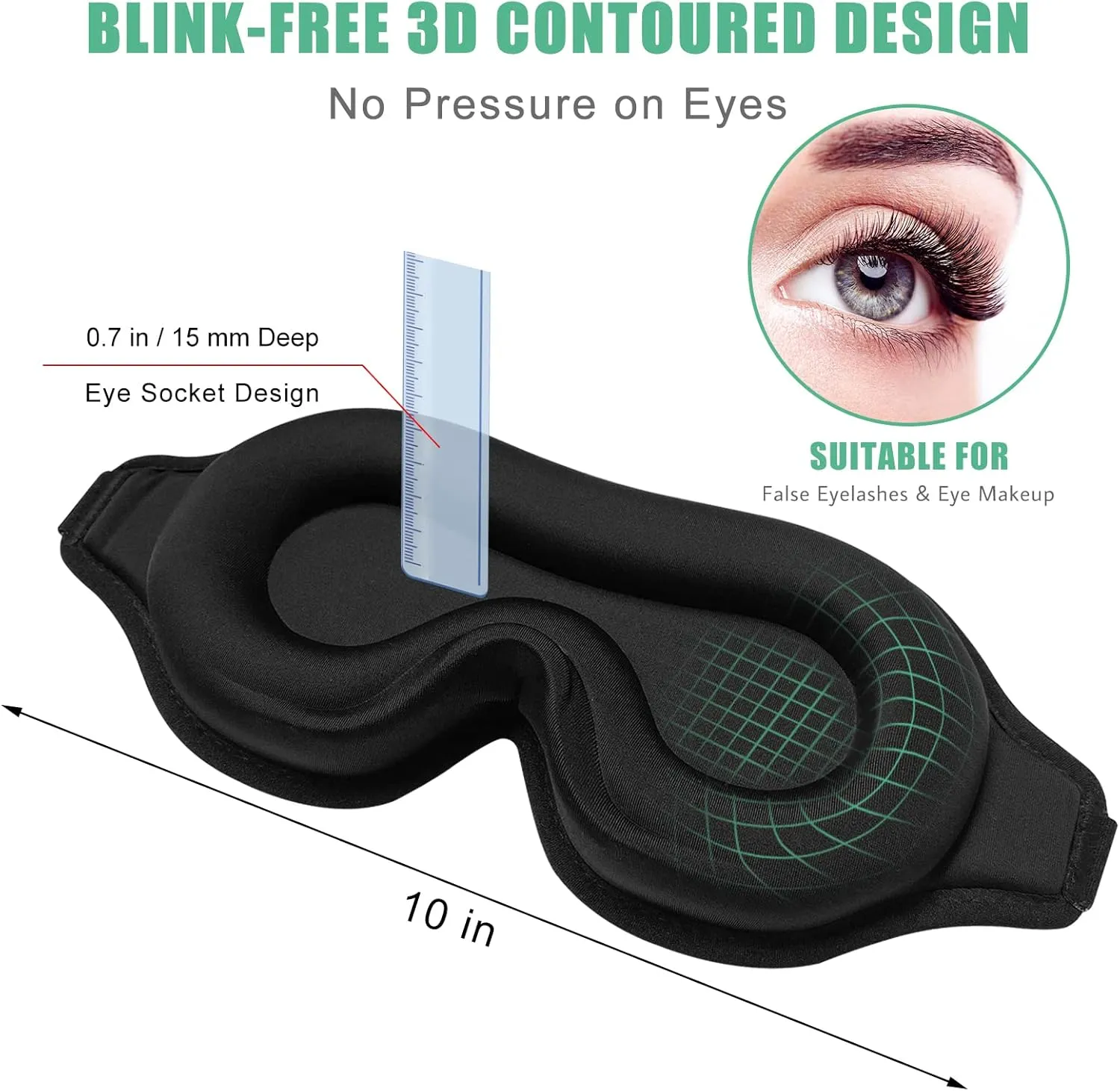 BeeVines Sleep Mask, 2 Pack 3D Contoured Sleeping Eye Masks for Lash Extensions, Night Molded Covers with Adjustable Strap, Eye Shade Cover Lashes Extension for Traveling Yoga Nap(Black & Grey)