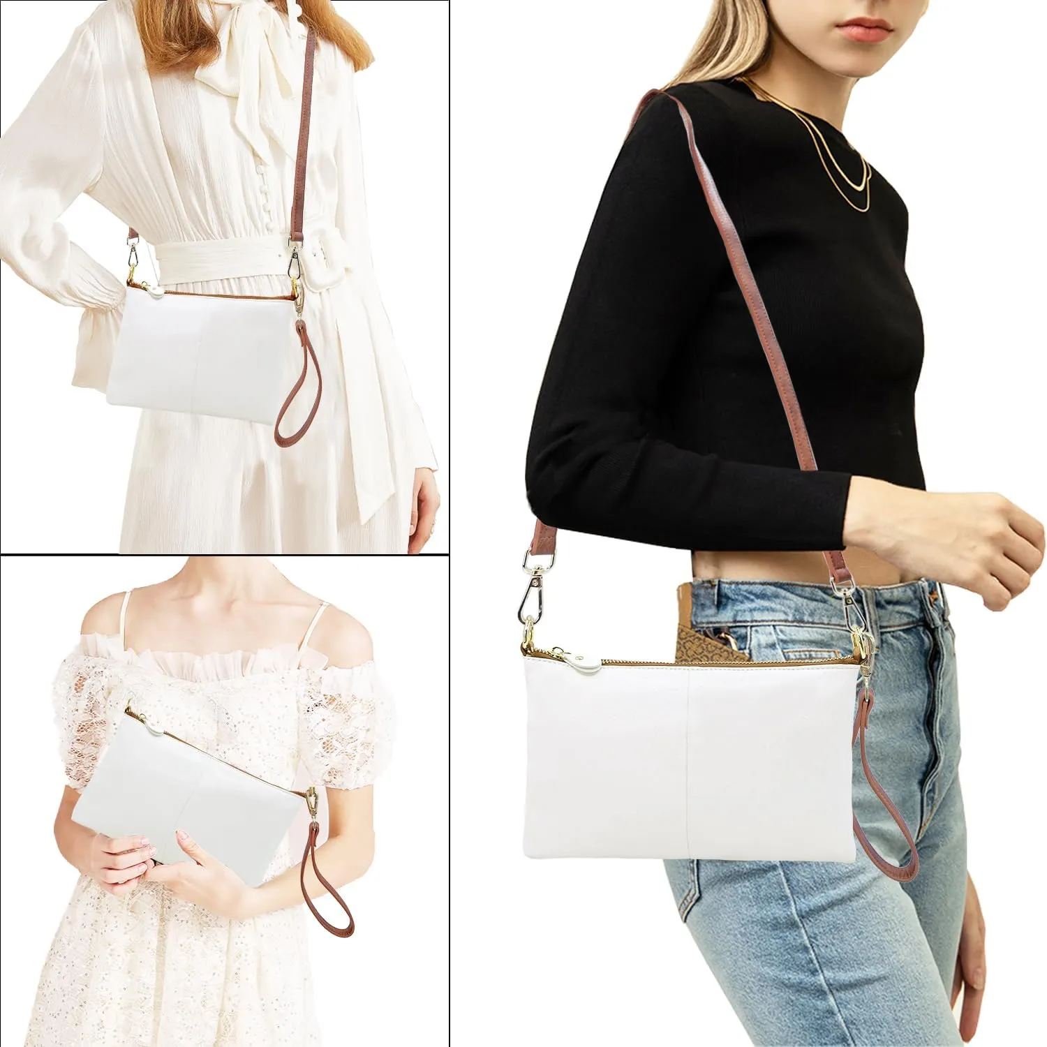 Beurlike Leather Wristlet Wallet Clutch Purses For Women Small Crossbody Phone Bags