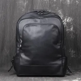 Black Leather Mens 14inch Laptop Backpack Backpacks School Backpack Travel Backpack for Men