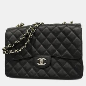 Caviar Leather Jumbo Classic Double Flap Shoulder Bags