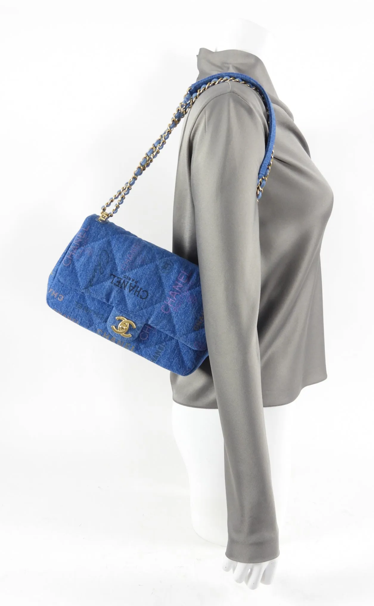 Chanel 22P Printed Denim Medium Flap Bag