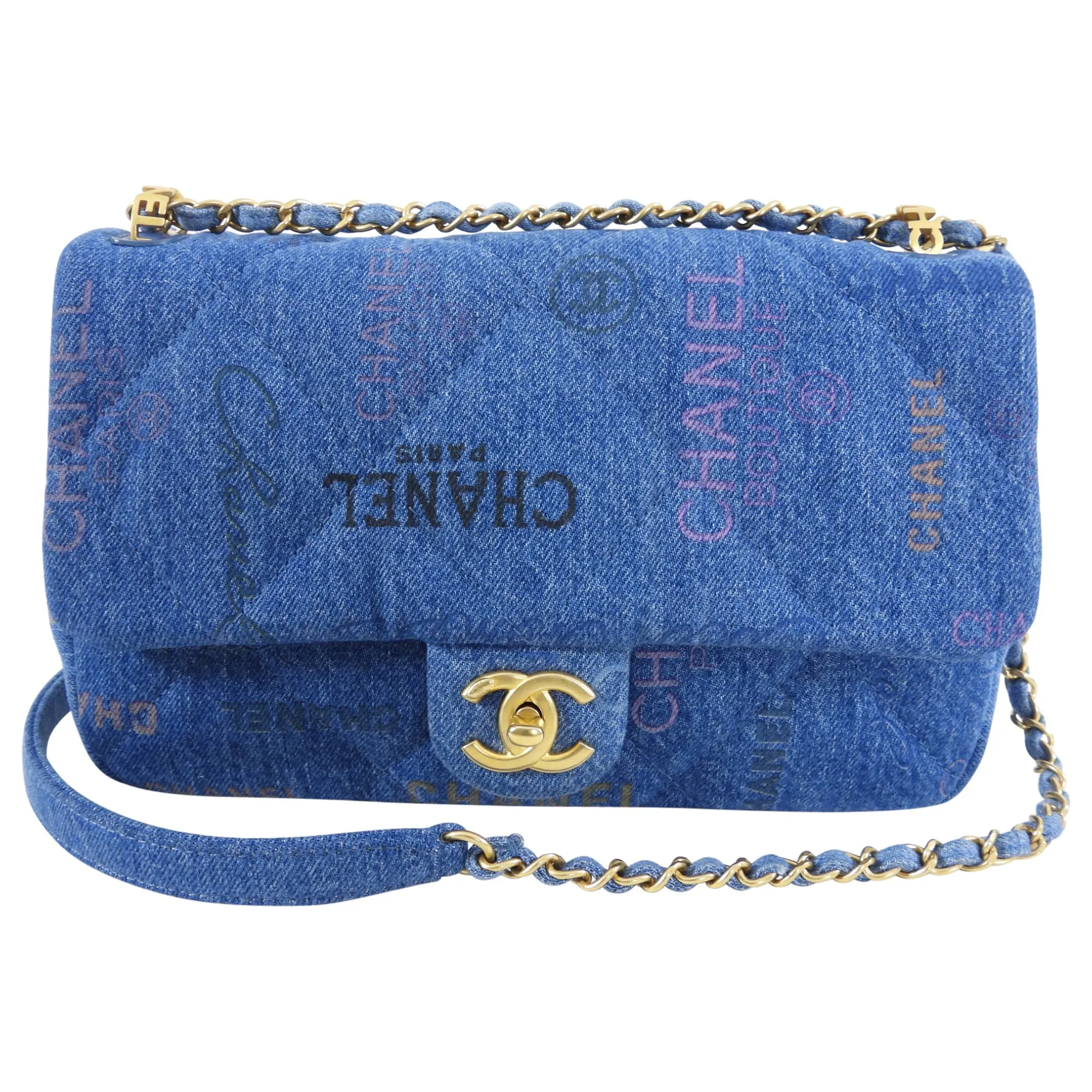 Chanel 22P Printed Denim Medium Flap Bag