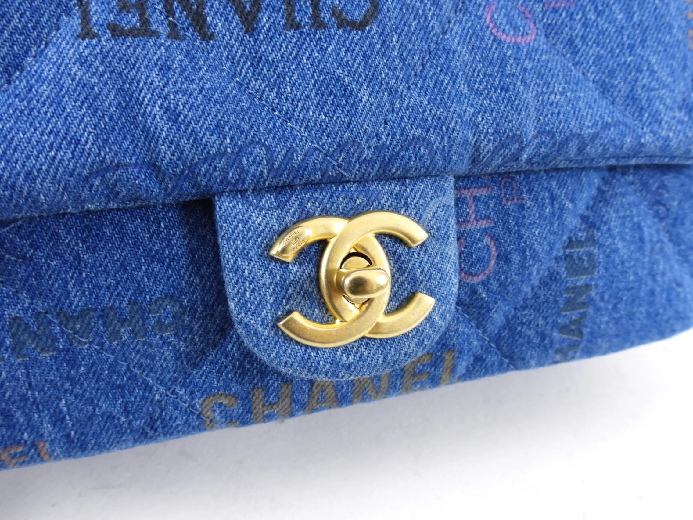 Chanel 22P Printed Denim Medium Flap Bag