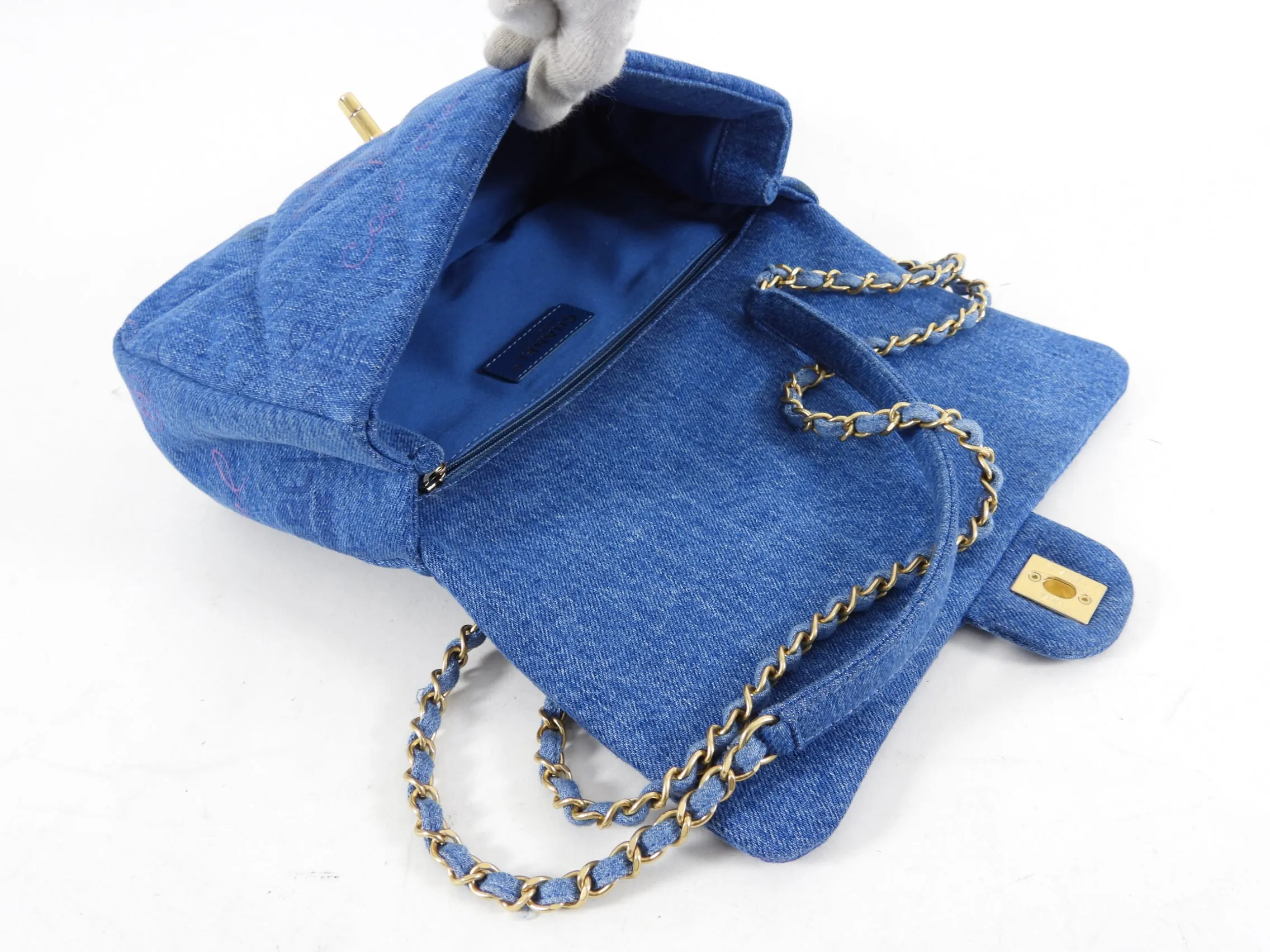 Chanel 22P Printed Denim Medium Flap Bag