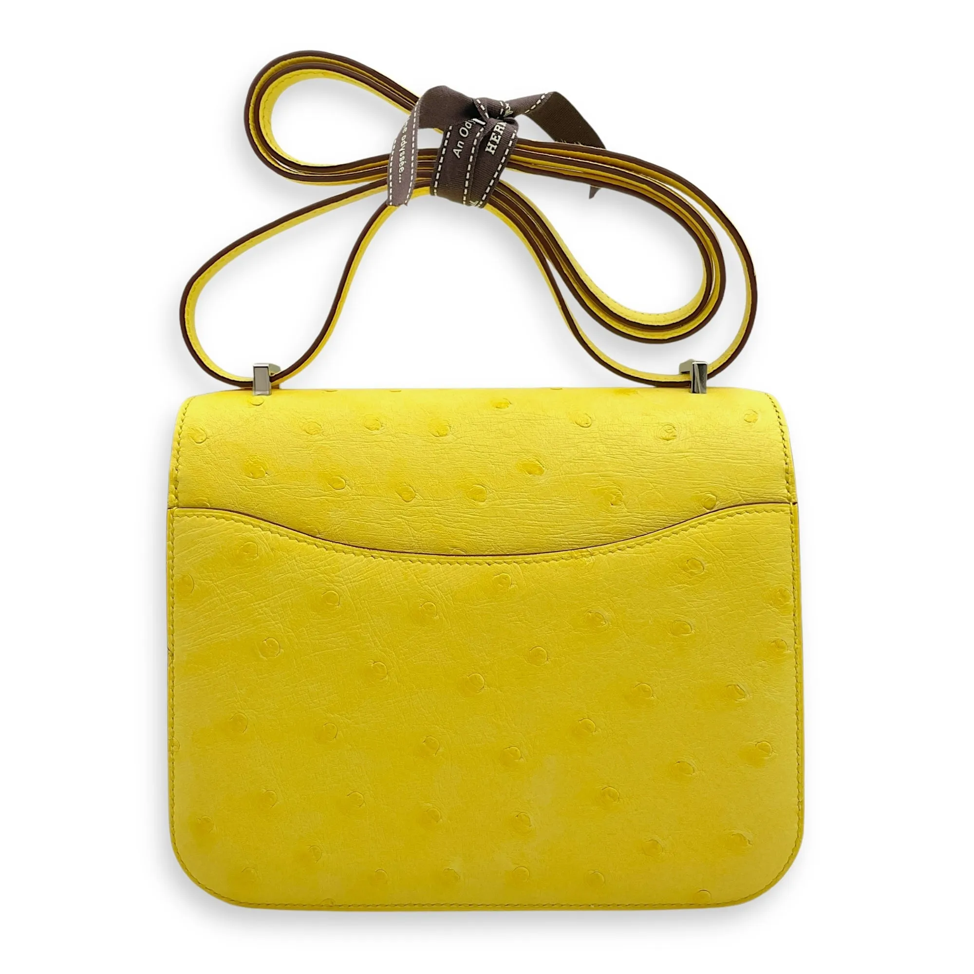 Constance 18 Jaune Citron in Ostrich, Palladium hardware