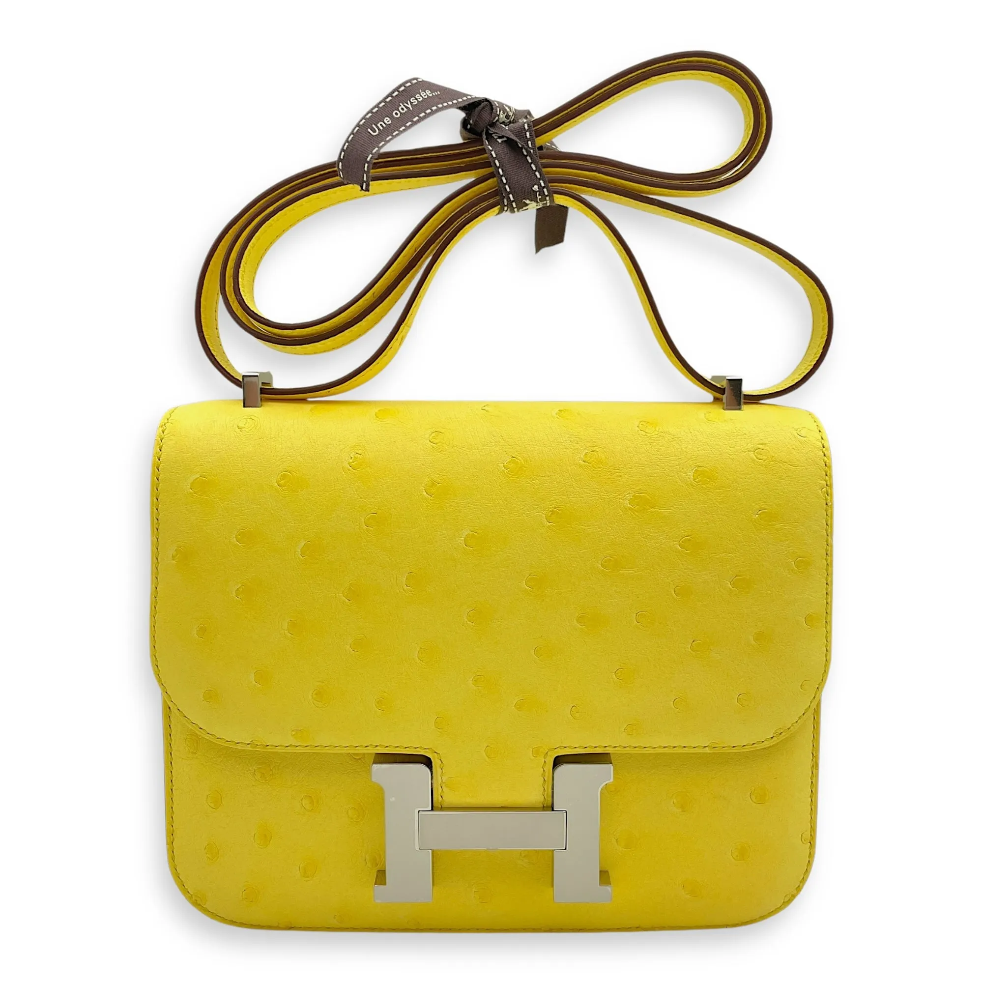 Constance 18 Jaune Citron in Ostrich, Palladium hardware