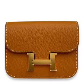 Constance Slim Gold Wallet in Epsom, Gold hardware