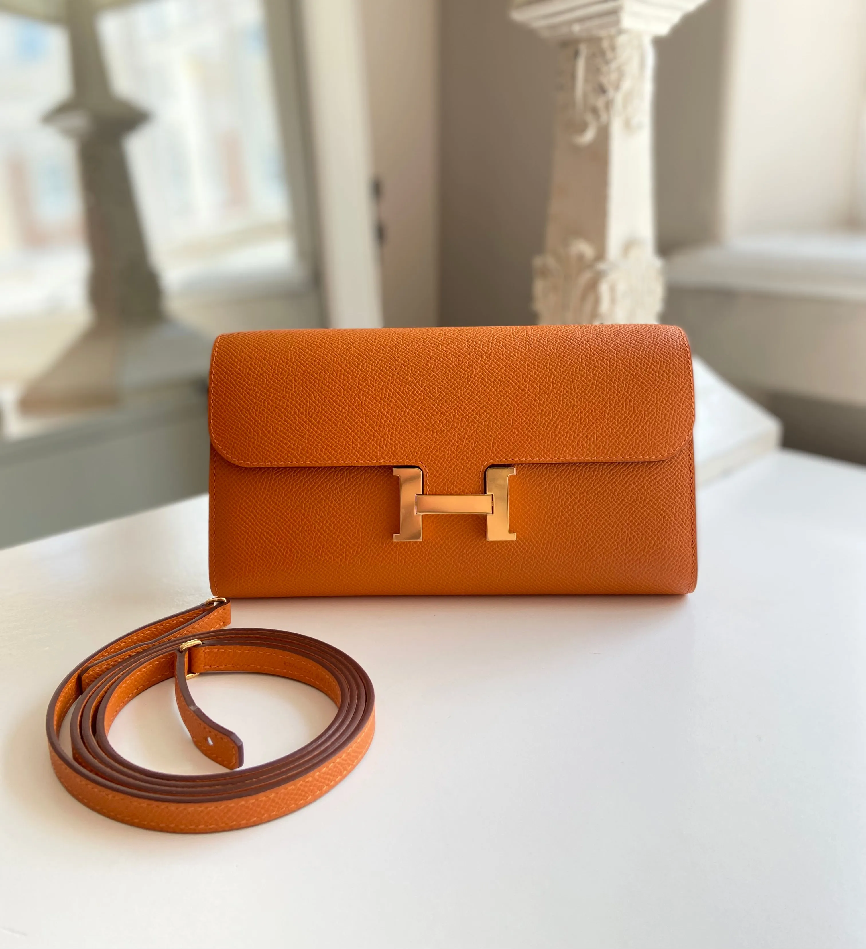 Constance Wallet To Go Orange Epsom GHW