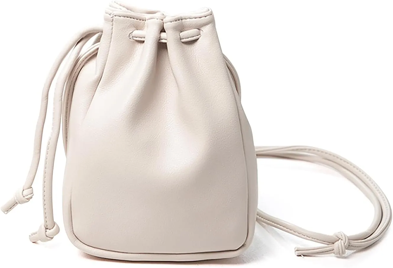 Crossbody Purse, PU Leather Mini Crossbody Bag Small Crossbody Bags for Women, Drawstring Mini Crossbody Purse