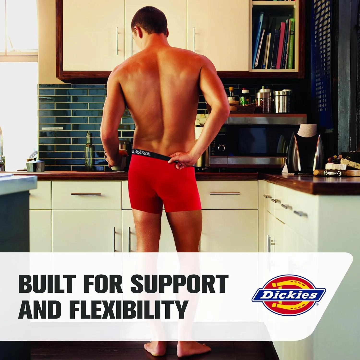 Dickies Mens Underwear Pack of 4 Boxer Briefs, Cotton Stretch Boxers for Men
