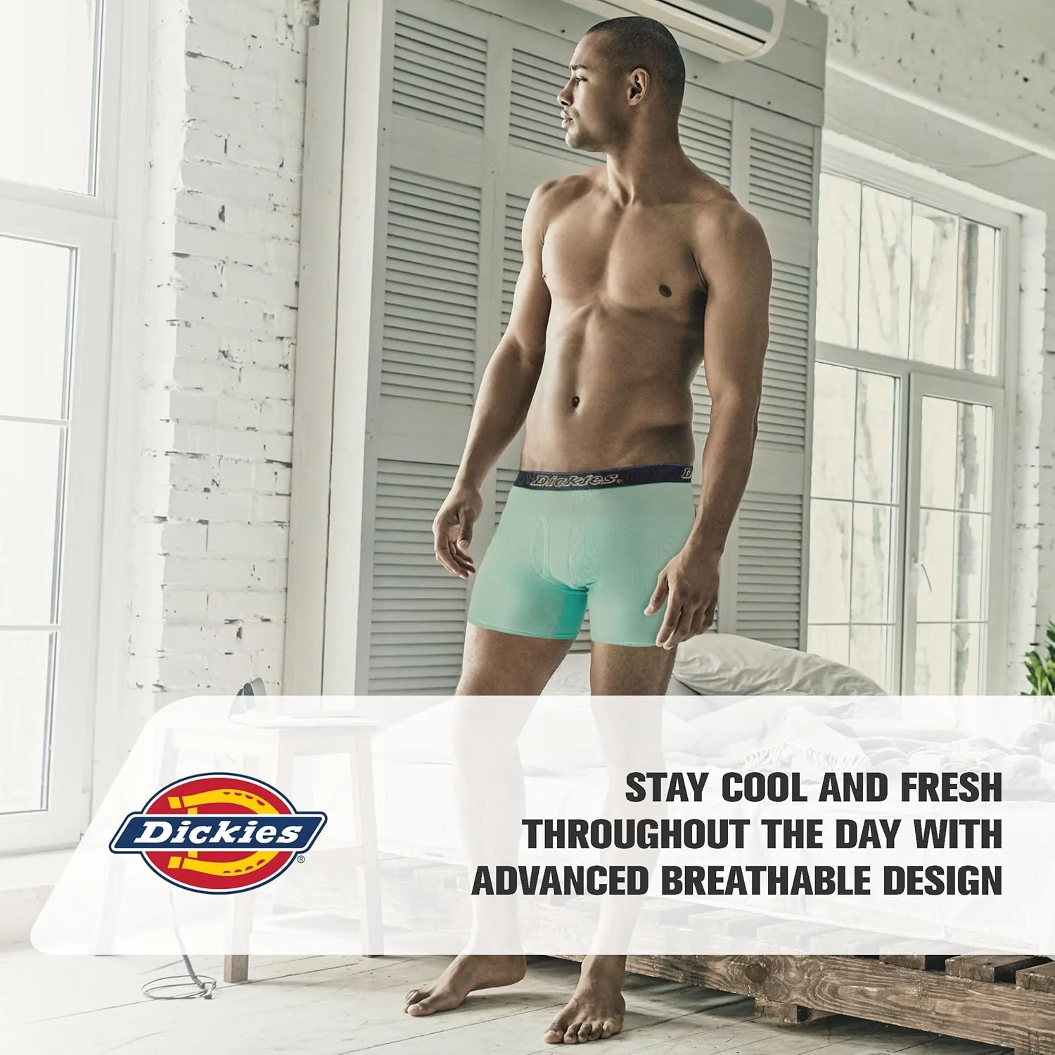 Dickies Mens Underwear Pack of 4 Boxer Briefs, Cotton Stretch Boxers for Men
