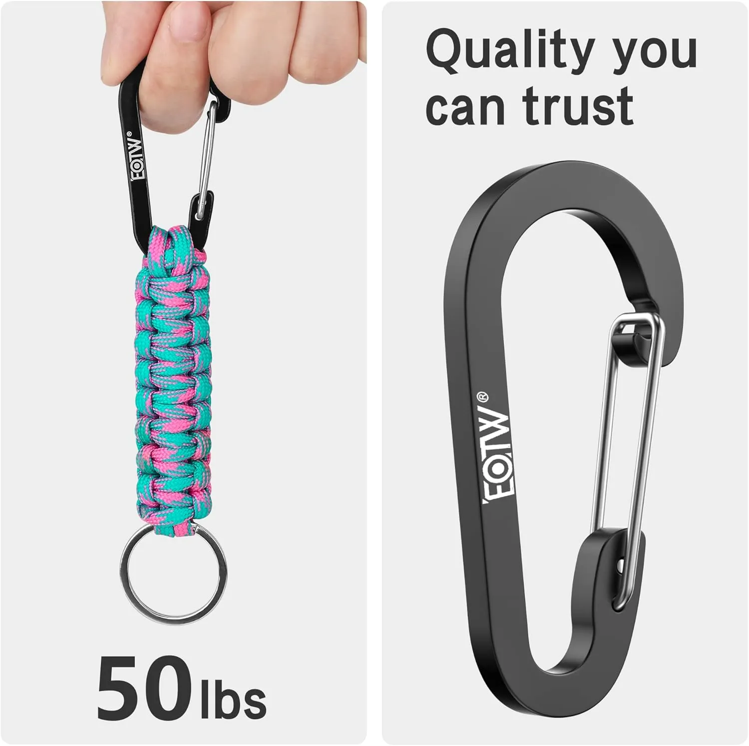 EOTW Carabiner Keychain,Paracord Keychain Small Aluminum Clip D Ring for Camping, Hiking, Fishing, Or As A Key Organizer