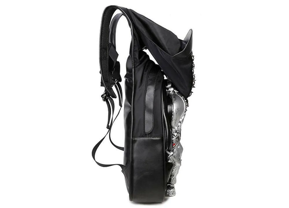 Fashion Punk Rivets Waterproof 3D Tiger Head Backpack Laptop Computer Knapsack With Hat