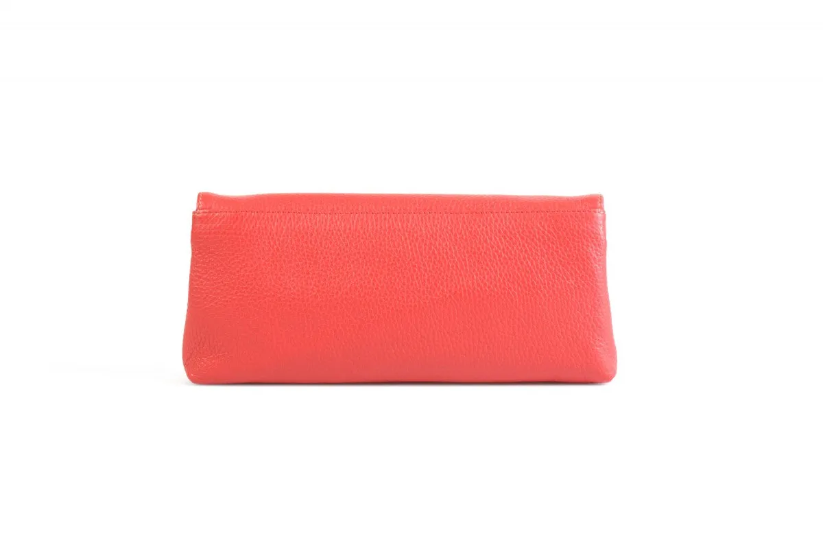 Handmade Italian Leather Clutch - Rimini - Lava Red