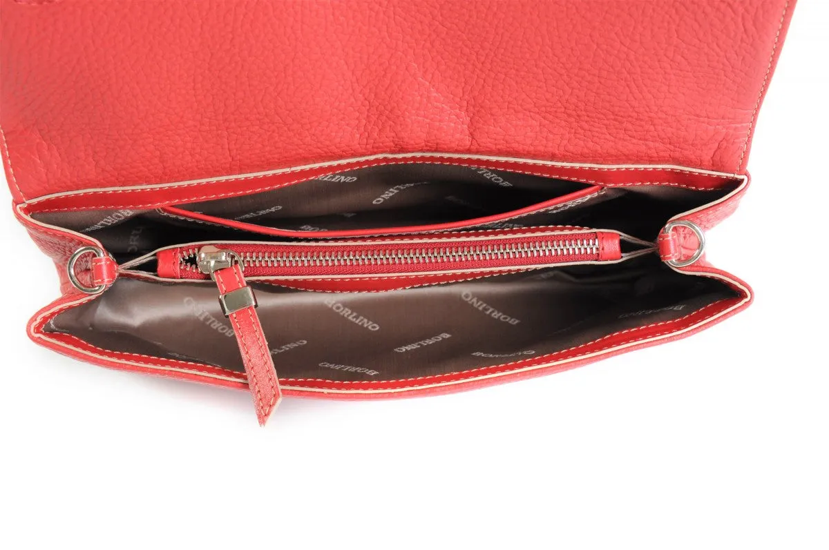 Handmade Italian Leather Clutch - Rimini - Lava Red