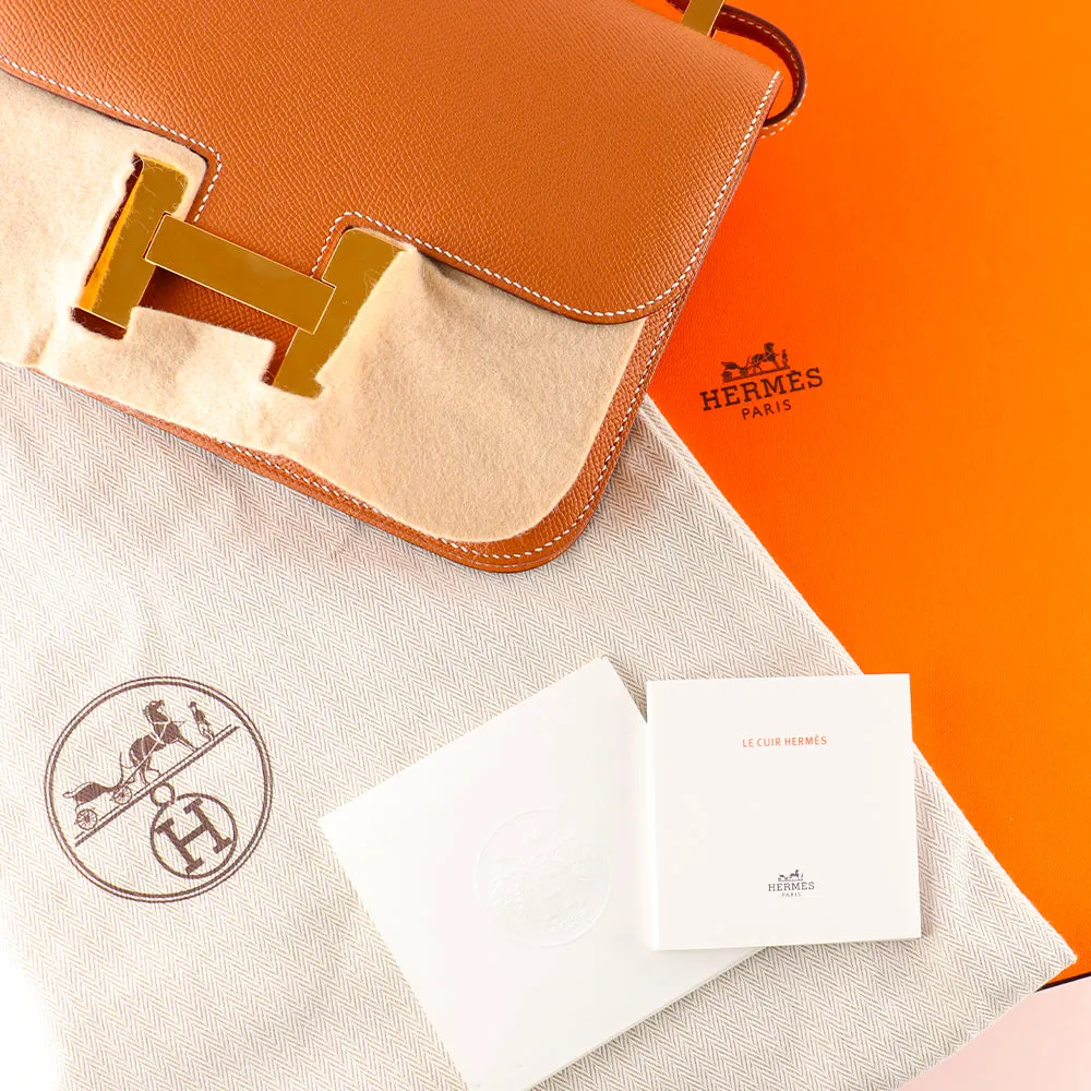 HERMÈS - Sac à bandoulière Constance 24 en cuir epsom gold