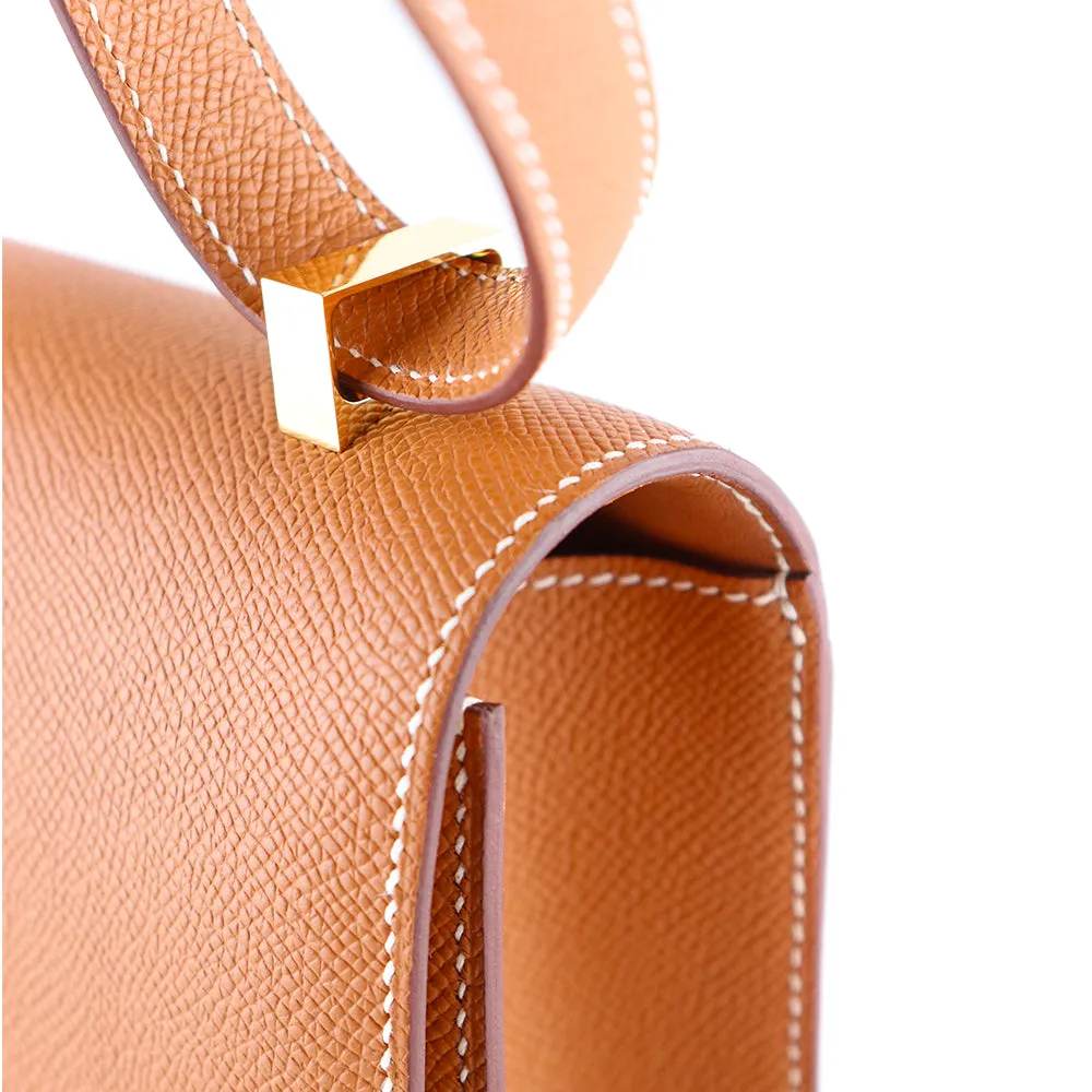 HERMÈS - Sac à bandoulière Constance 24 en cuir epsom gold