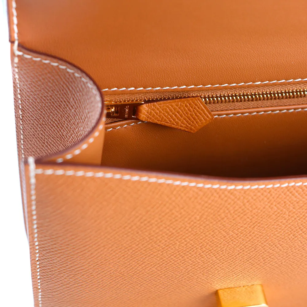 HERMÈS - Sac à bandoulière Constance 24 en cuir epsom gold