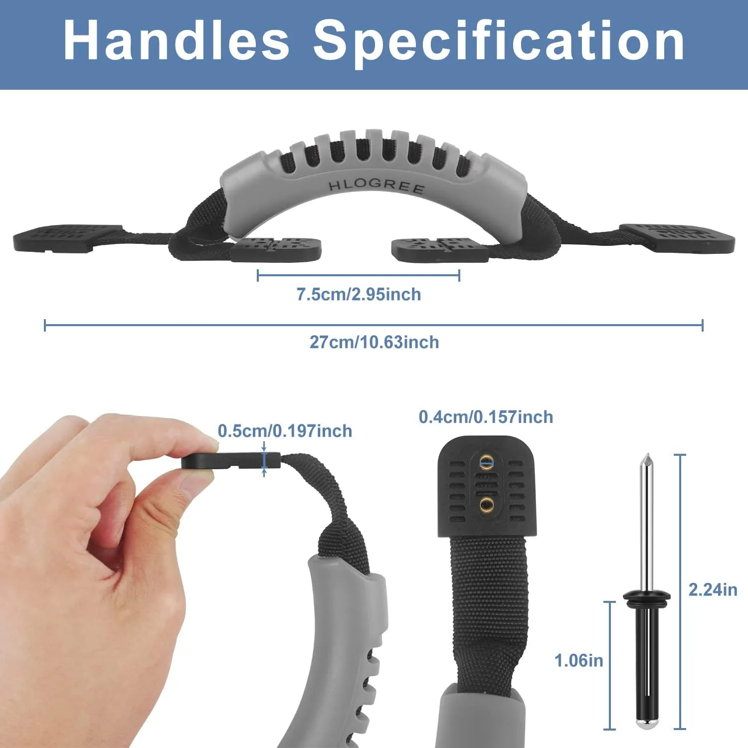 HLOGREE Kayak Handles 2/4 Pack,Kayak Carry Handle with Rivets,Kayak Replacement Handles,Kayak Handles for Emotion/Pelican/Hobie/Lifetime/sit on top/Ocean/Wilderness Accessories,Kayak Parts