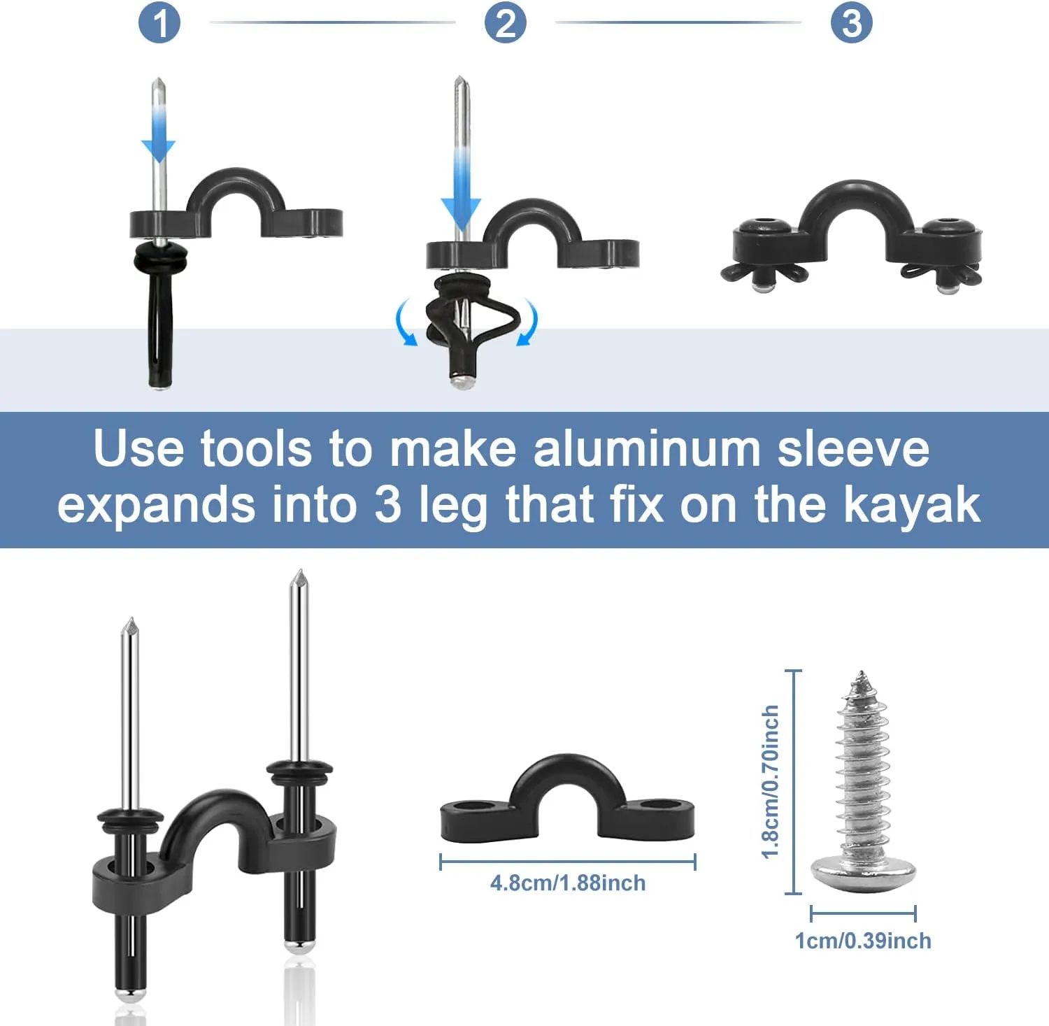 HLOGREE Kayak Handles 2/4 Pack,Kayak Carry Handle with Rivets,Kayak Replacement Handles,Kayak Handles for Emotion/Pelican/Hobie/Lifetime/sit on top/Ocean/Wilderness Accessories,Kayak Parts