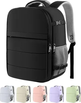 HOTOR Travel Backpack - Flight Approved Travel Bag for Men and Women, Carry on Luggage for 15.6" Laptop and Travel Essentials for Work, Business, Weekender, College 12.8"x8.3"x18.5" (Black)