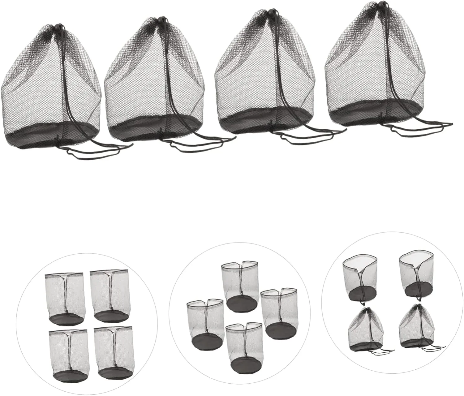 jojofuny 4pcs Mesh Drawstring Bags for Sports Lightweight Cone Carrier Bags Portable Nylon Storage for Outdoor Activities for Sports Supplies and Daily Use