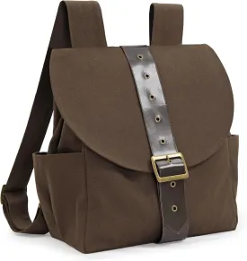 KUOIN Renaissance Vintage Canvas Bag for Women, Medieval Travel Rucksack Backpack (Brown)