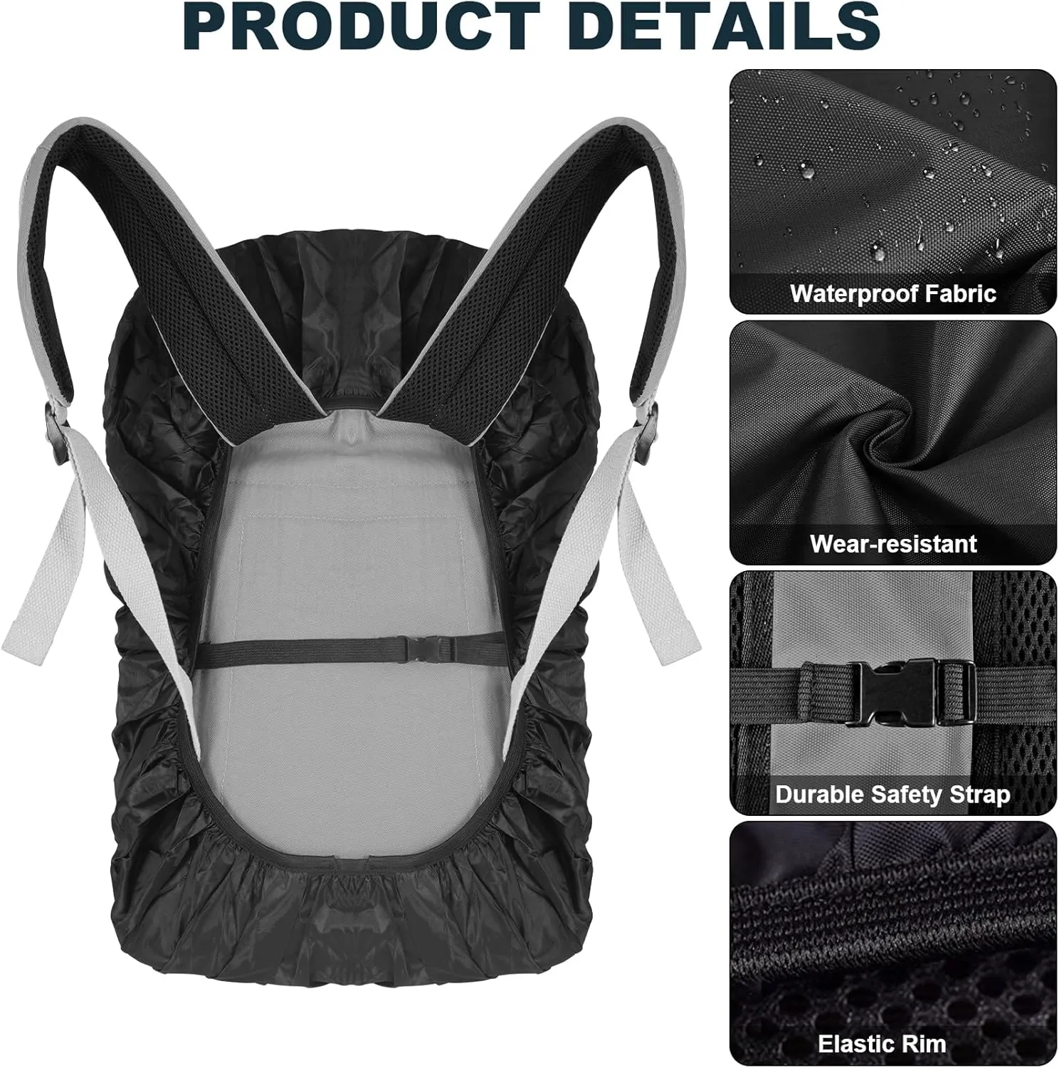 LAMA 2 Pack Waterproof Rain Cover for Backpack, Reflective Rucksack Rain Cover for Anti-dust/Anti-Theft/Bicycling/Hiking/Camping/Traveling/Outdoor Activities (Black, XS)