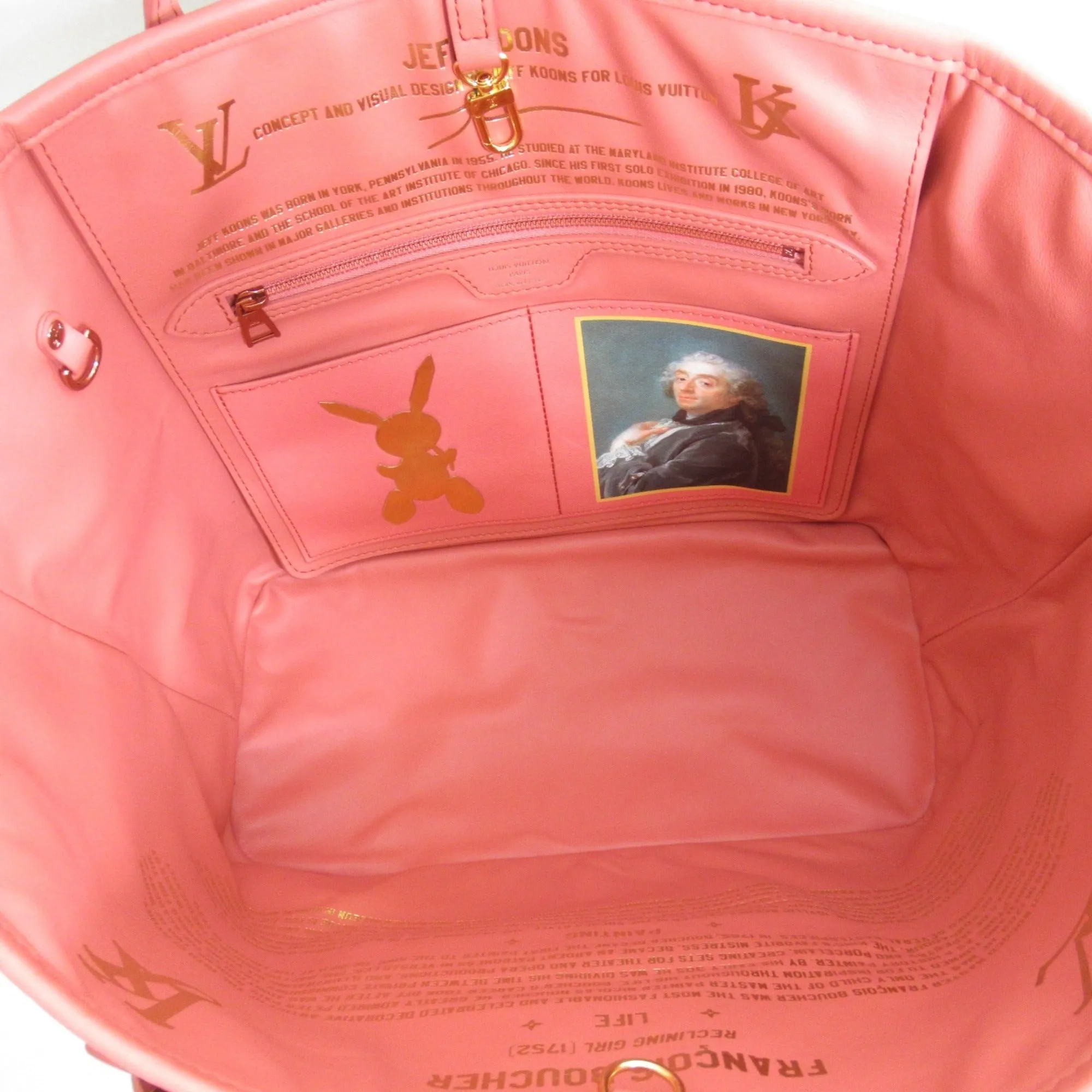 LOUIS VUITTON Boucher Neverfull MM Tote Bag Pink Masters collection PVC coated canvas