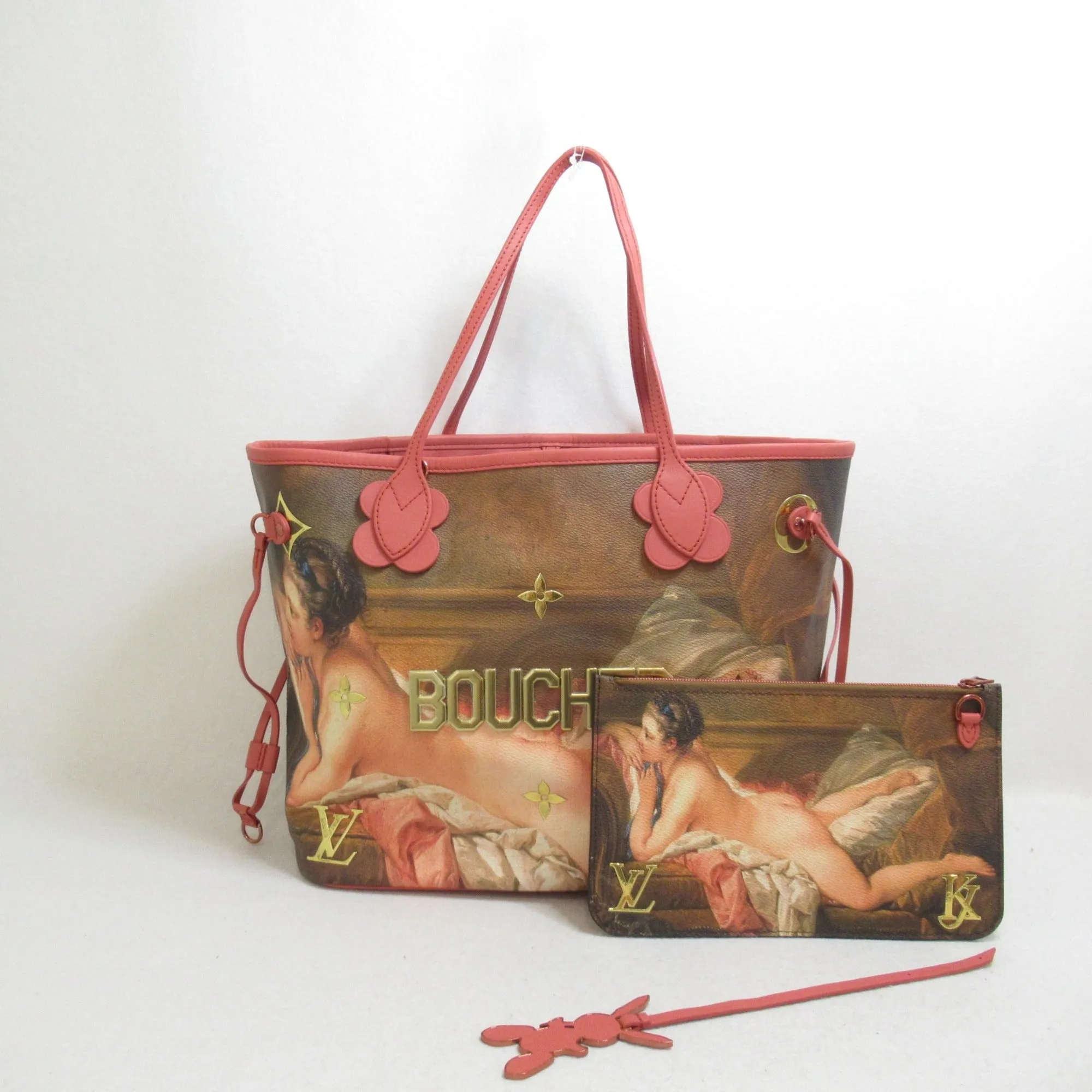 LOUIS VUITTON Boucher Neverfull MM Tote Bag Pink Masters collection PVC coated canvas