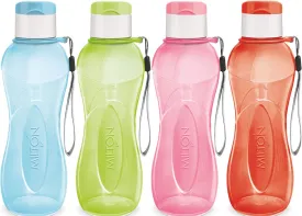 MILTON Sports Water Bottle Kids Reusable Leak-proof 25 oz 4 Set Plastic Wide Mouth Large Big Drink Bottle BPA & Leak Free With Handle Strap Carrier For Cycling Camping Hiking Gym Yoga