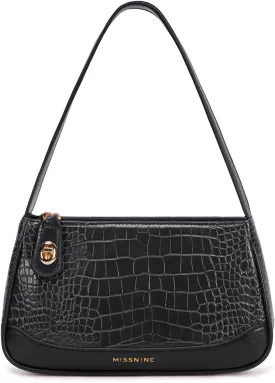 Missnine Shoulder Bag for Women Small Purse Trendy Clutch Hobo Bag Vegan Leather Mini Handbag with Zipper Closure