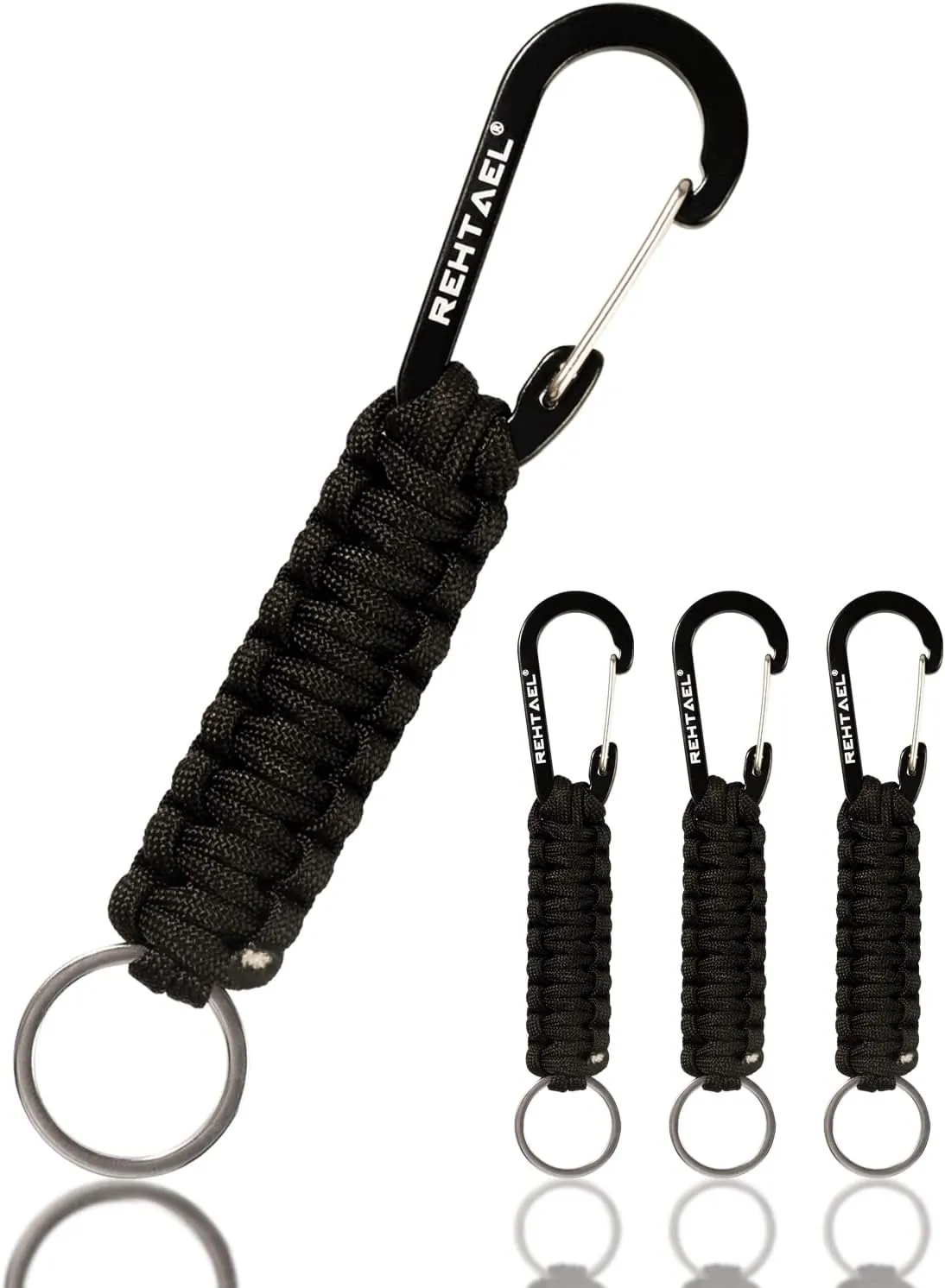 Paracord Keychain Carabiner Men/Women, Braided Key Chain w/Clip Ring Strap for Belt Car Keys Backpack Camping Hiking Fishing