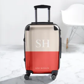 Personalised Suitcase | Colourblock in Vanilla   Watermelon