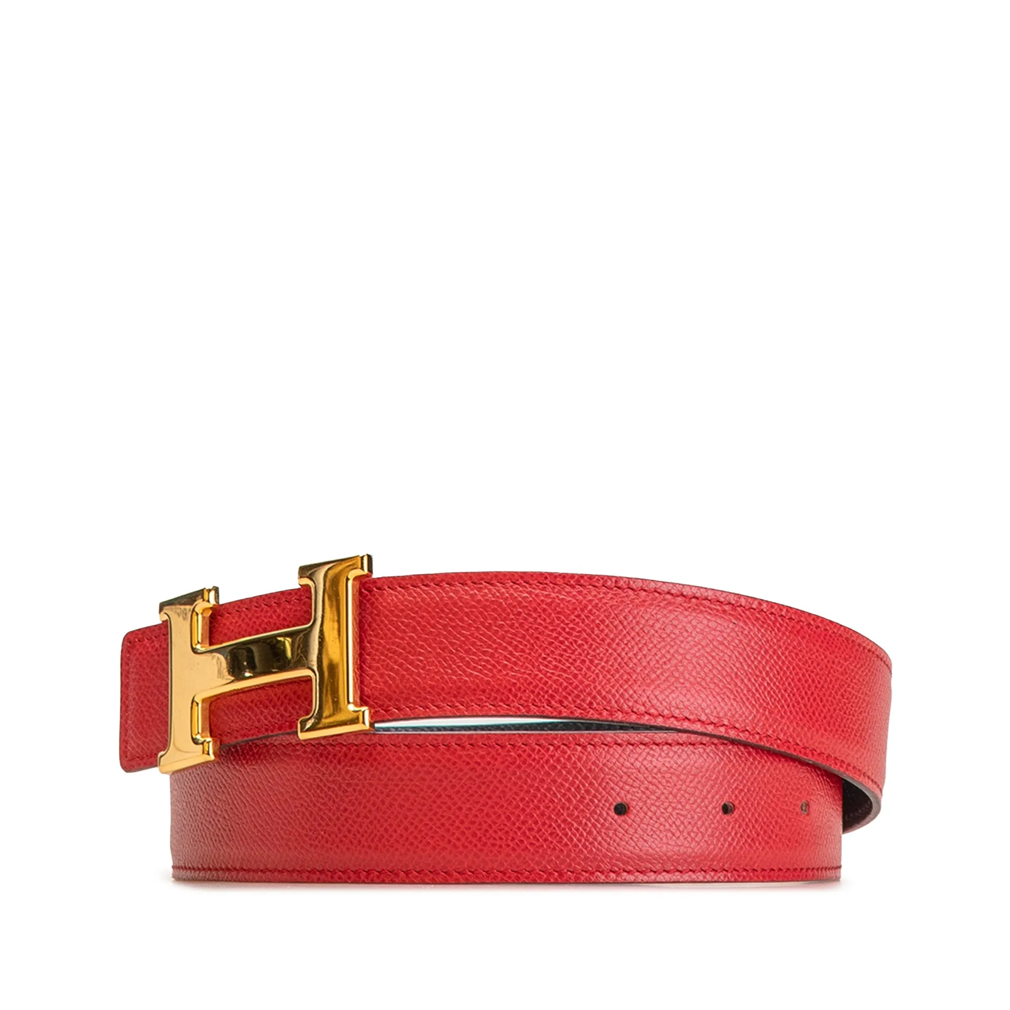 Red Hermès Constance Reversible Belt