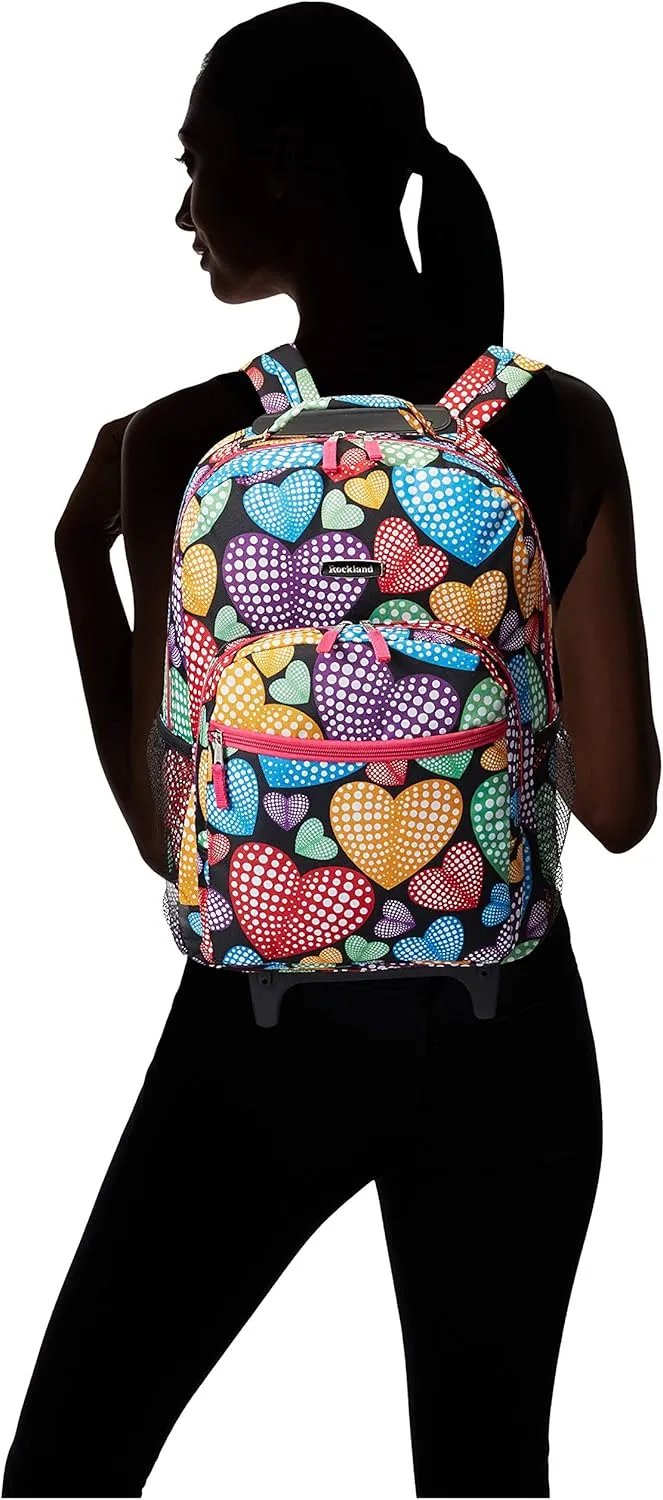 Rockland Double Handle Rolling Backpack, NEWHEART, 17-Inch