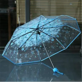 Romantic Transparent Clear Flowers Bubble Dome Women Sun Umbrella
