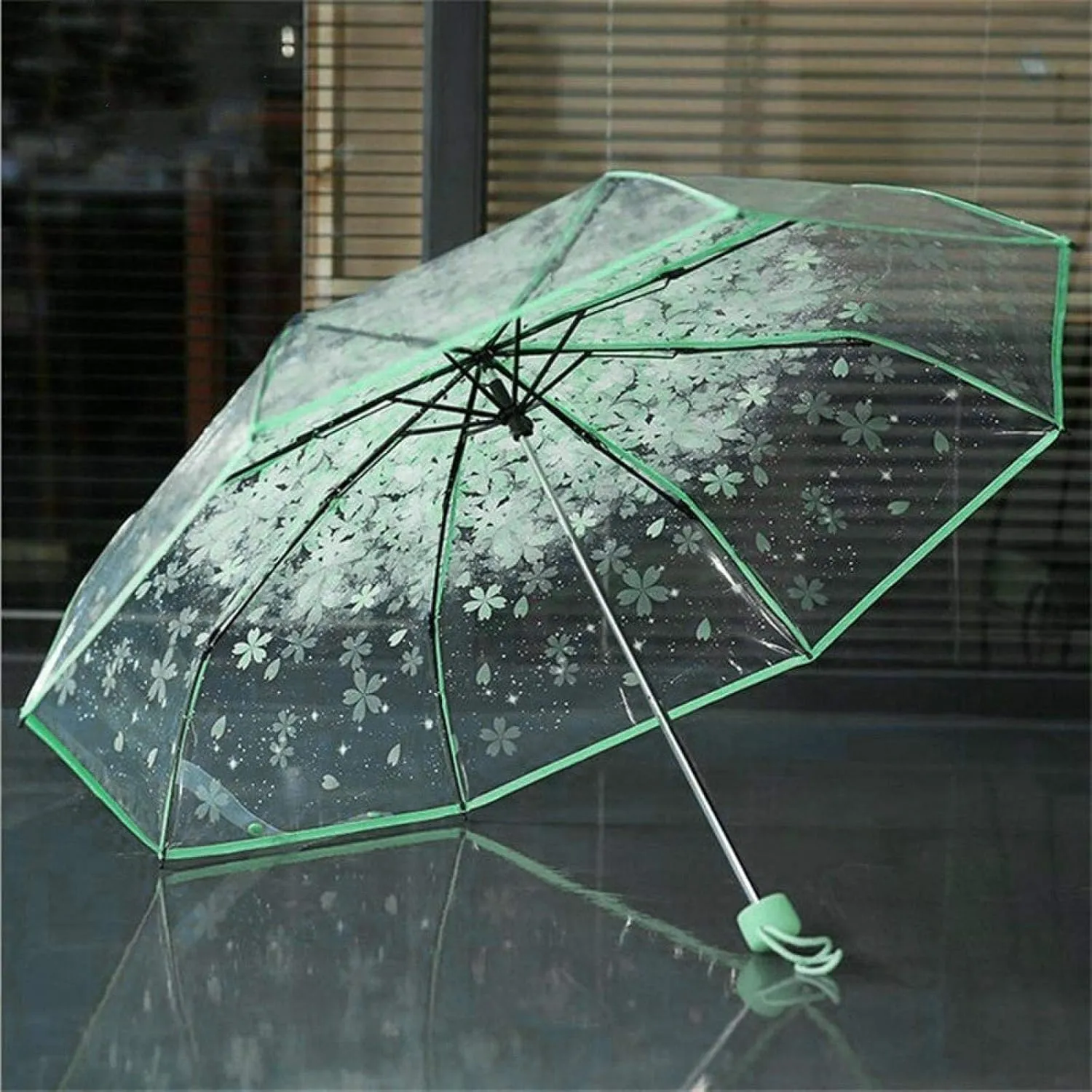Romantic Transparent Clear Flowers Bubble Dome Women Sun Umbrella