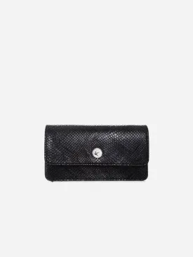 Sara Vegan Leather Chain Wallet Purse | Black