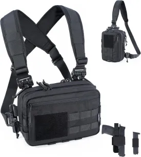 Tactical Chest Rig Bag Concealed Carry CCW Pack Molle Pouch IFAK EMT Medical Organizer for Outdoor Hunting Shooting Hiking with Quick Release Harness