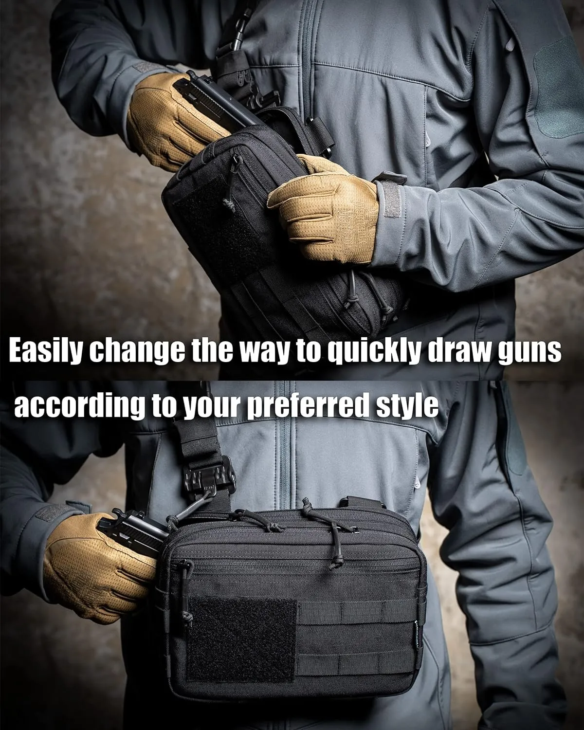 Tactical Chest Rig Bag Concealed Carry CCW Pack Molle Pouch IFAK EMT Medical Organizer for Outdoor Hunting Shooting Hiking with Quick Release Harness
